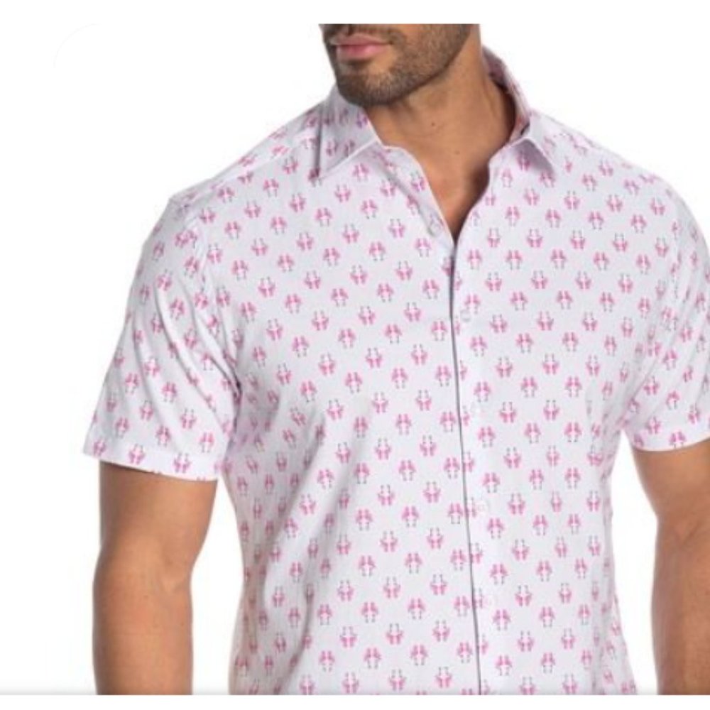 Stone Rose Short Sleeve Flamingo Print/Rare Small